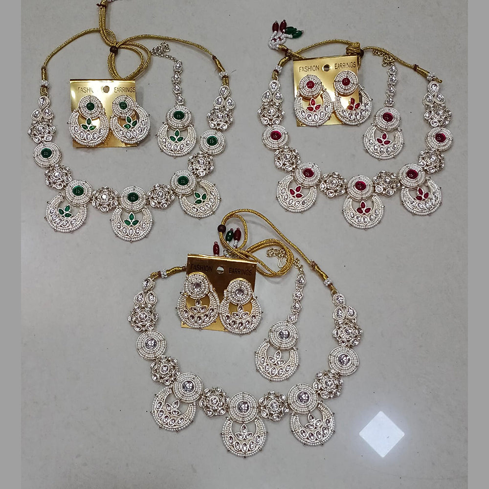 Midas Touch Glam Kundan Stone And Pearl Choker Necklace Set (Assorted Designs)