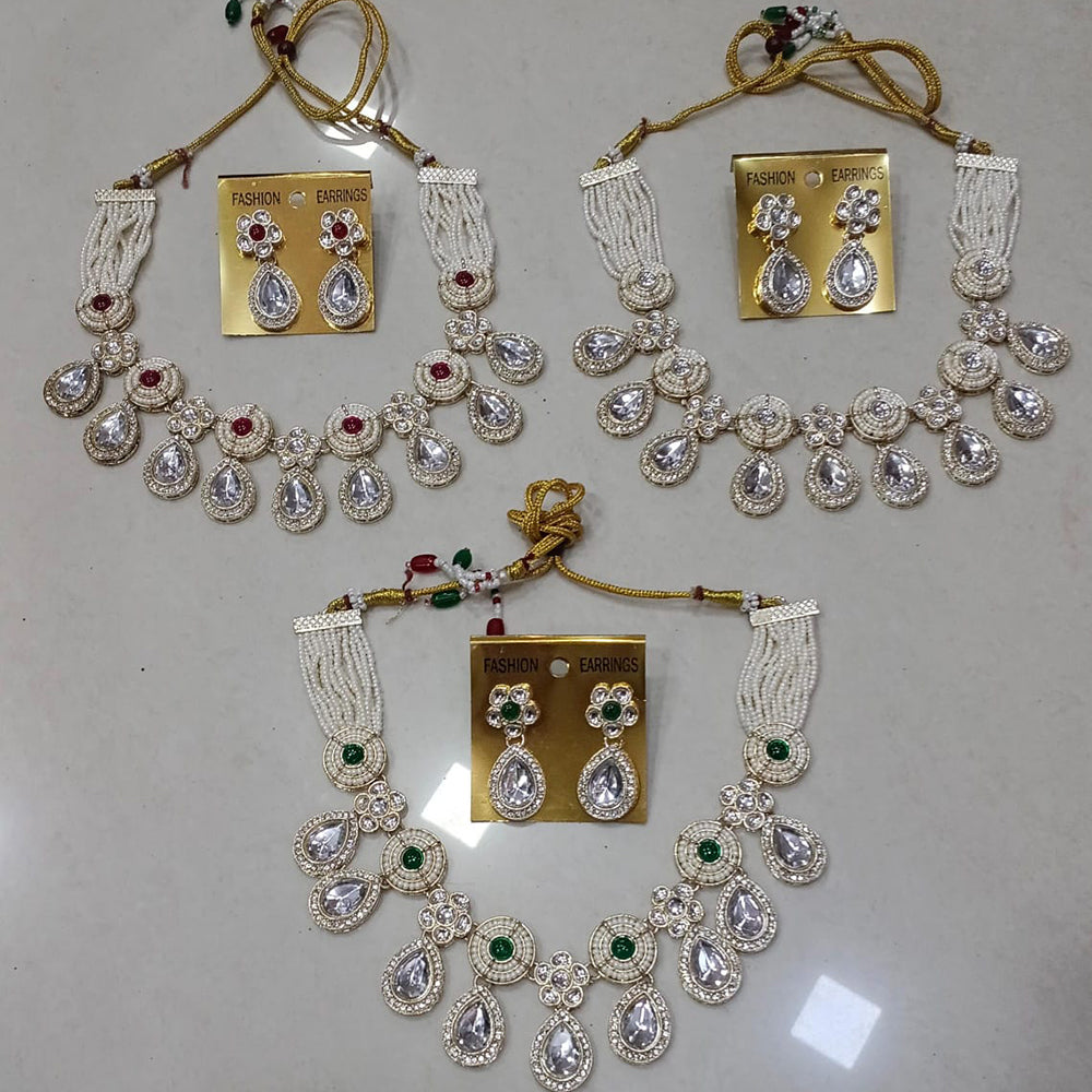 Midas Touch Glam Kundan Stone And Pearl Choker Necklace Set (Assorted Designs)