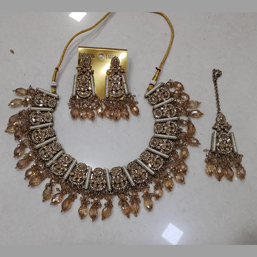 Midas Touch Glam Kundan Stone And Beaded Choker Necklace Set (Assorted Designs)
