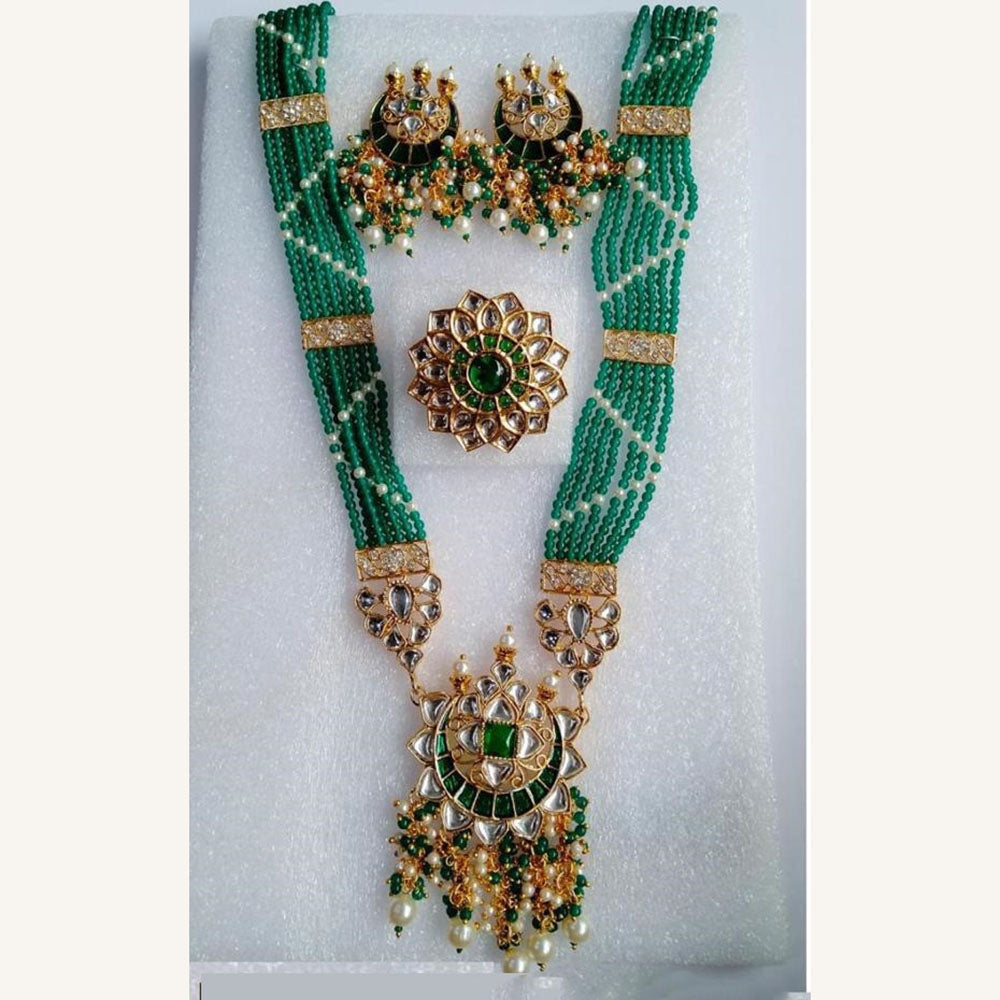 Midas Touch Glam Kundan Stone And Pearl Necklace Set