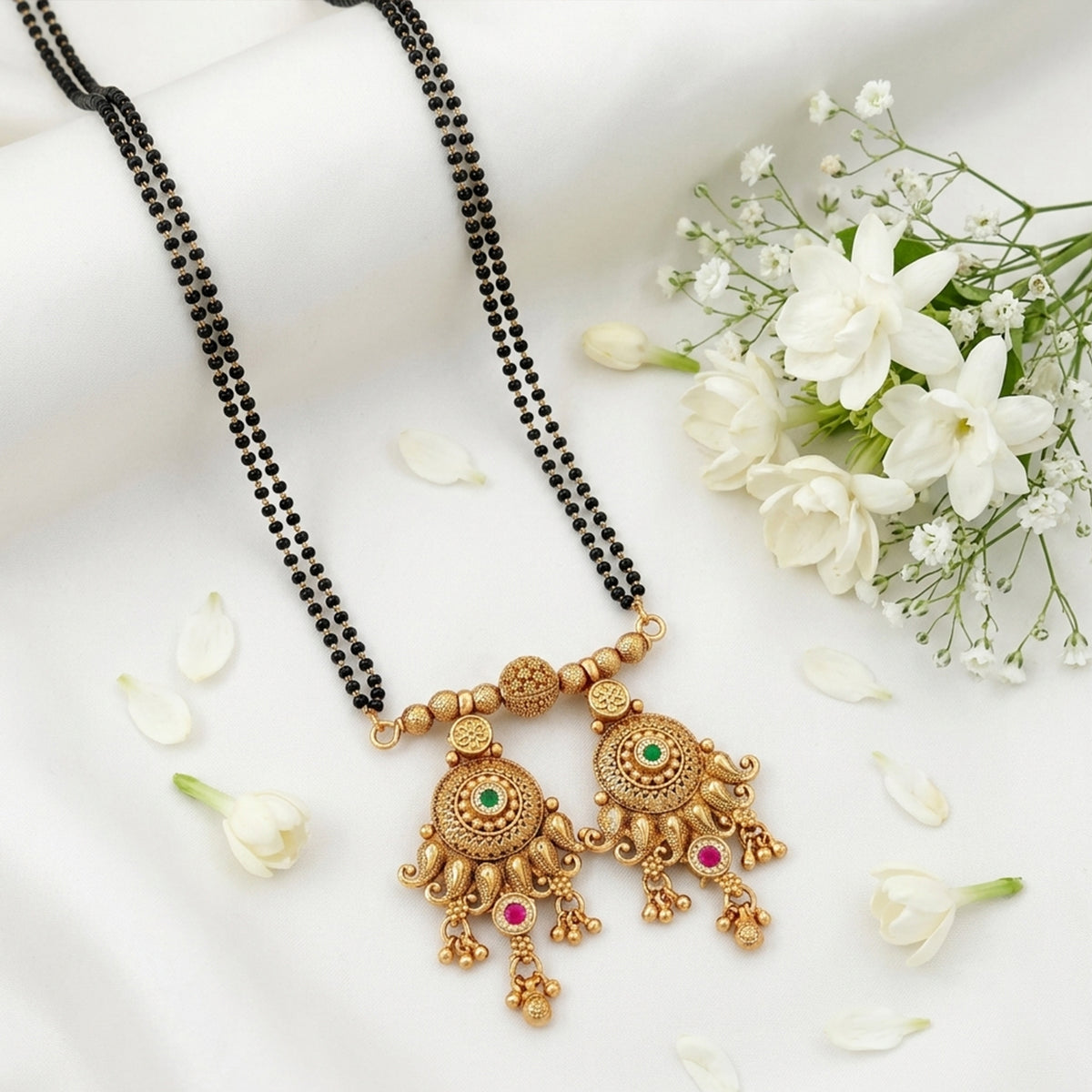 Js Fashion Premium Rajwadi Polish Gold Mangalsutra Jewellery