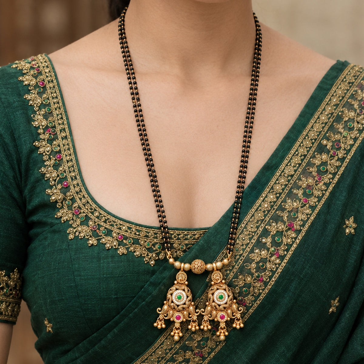 Js Fashion Rajwadi Polish Designer Mangalsutra Pendant