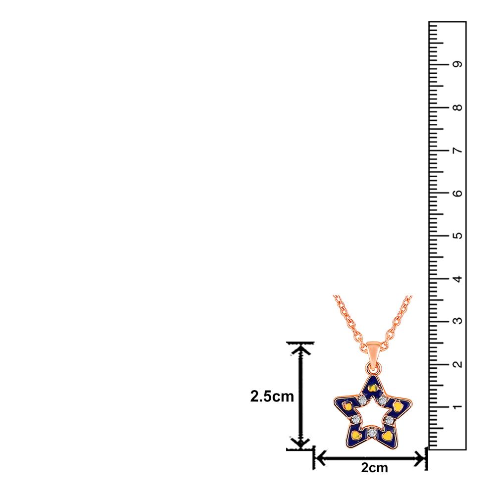 Mahi Rose Gold Plated Navy Blue & Yellow Meenakari Work and Crystals Star Necklace Pendant for Women (PS1101868ZNBlu)