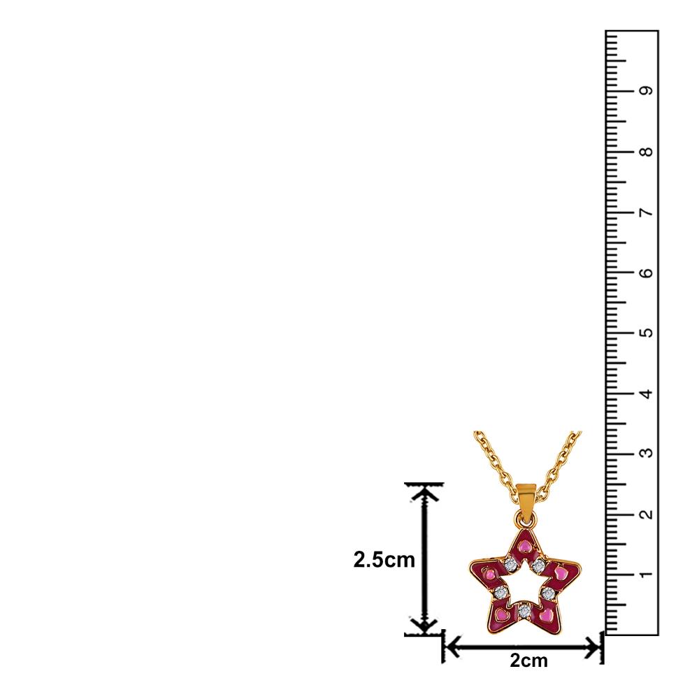 Mahi Gold Plated Pink Meenakari Work and Crystals Star Necklace Pendant for Women (PS1101869GPin)