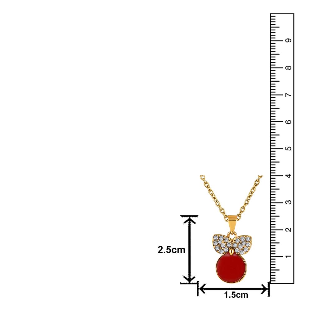 Mahi Gold Plated Red Meenakari Work and Crystals Cute Necklace Pendant for Women (PS1101870GRed)