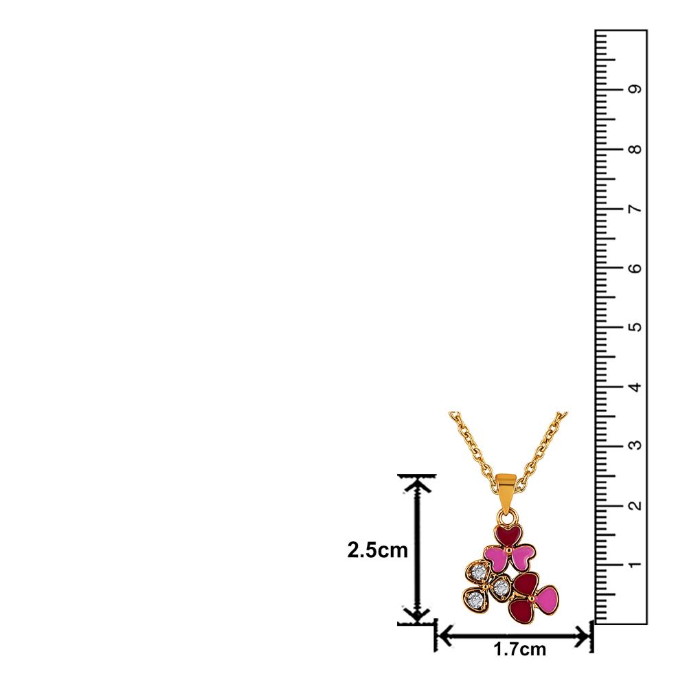 Mahi Gold Plated Red and Pink Meenakari Work and Crystals Floral Necklace Pendant for Women (PS1101872GRedPin)