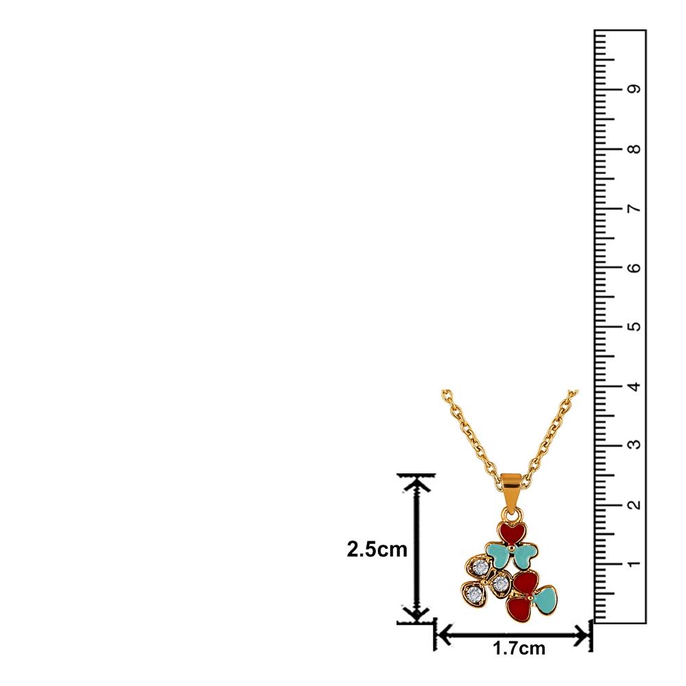 Mahi Gold Plated Red and Blue Meenakari Work and Crystals Floral Necklace Pendant for Women (PS1101873GRedBlu)