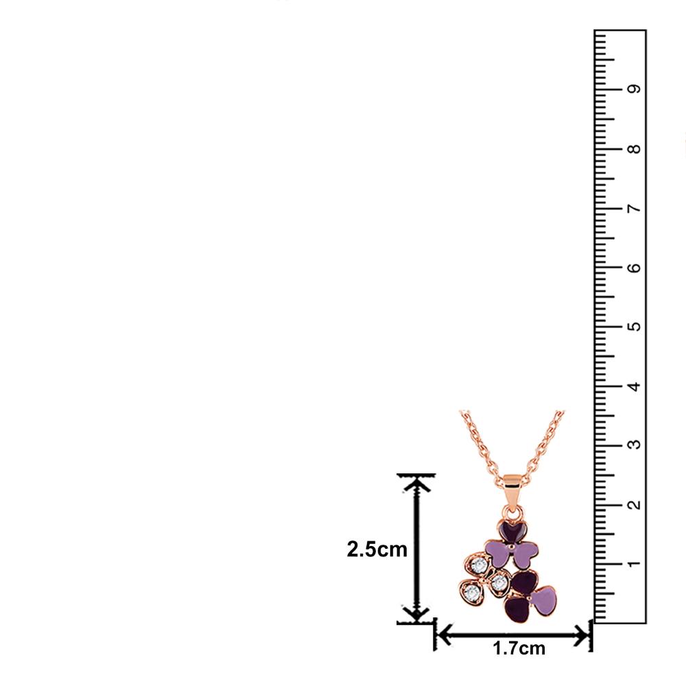 Mahi Rose Gold Plated Purple Meenakari Work and Crystals Floral Necklace Pendant for Women (PS1101874ZPur)