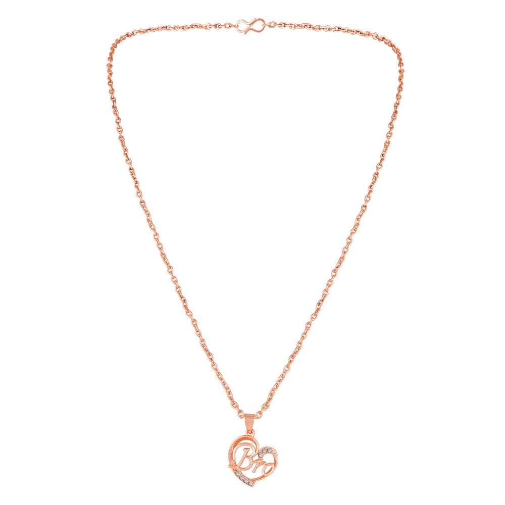 Mahi Bro Engraved in Heart Pendant Necklace with Chain for Brother (PS1101922Z)