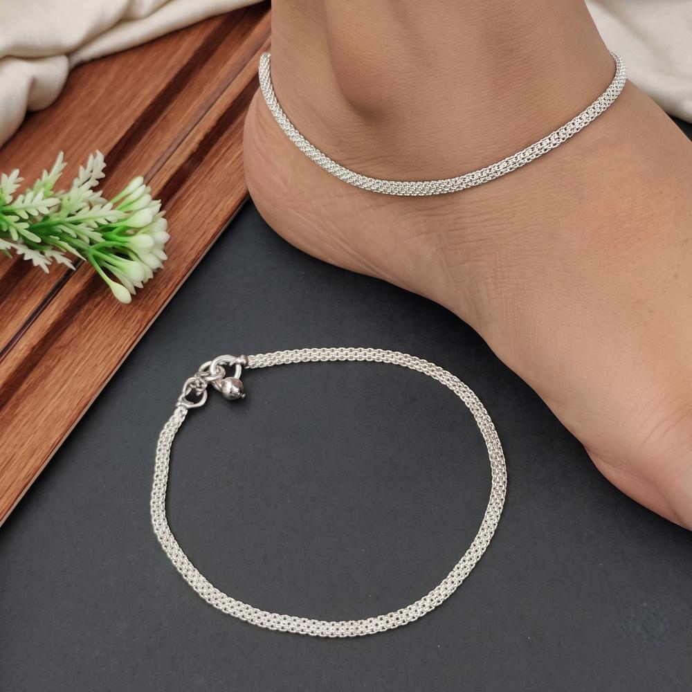 Js Fashion Elegant Silver Polish Designer Anklet