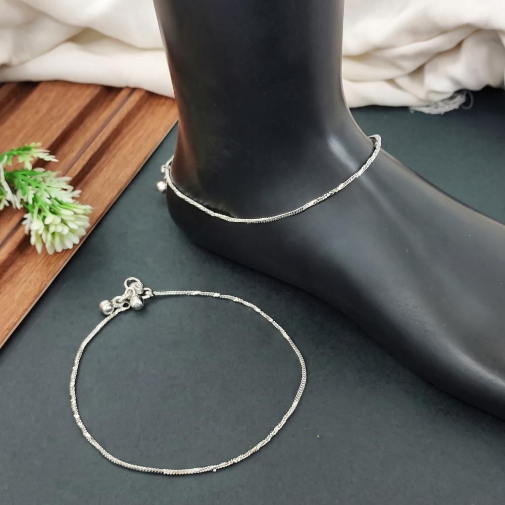 Js Fashion Designer Oxidized Silver Minimal Daily Wear Anklet