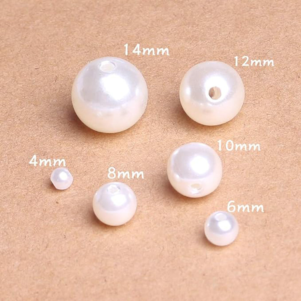 Kriaa White Pearls Round Shape Moti for Jewellery Making, Art Crafts Work Necklace Bracelet Earring Making DIY