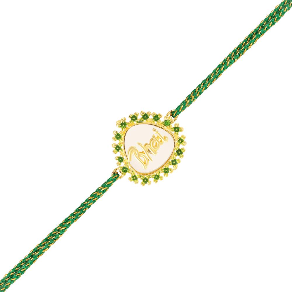 Mahi Bhai Engraved Green Meenakari Work Rakhi for Brother (RA1100823G)