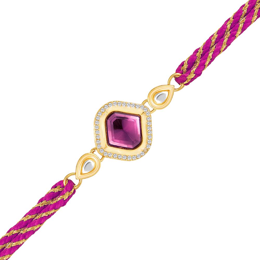 Mahi Elegant Purple Kundan Stone Rakhi for Brother / Bhaiya (RA1100827G)