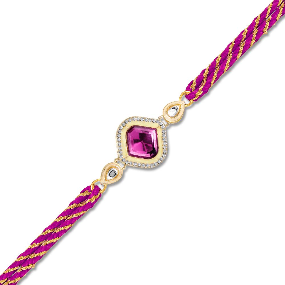 Mahi Elegant Purple Kundan Stone Rakhi for Brother / Bhaiya (RA1100827G)