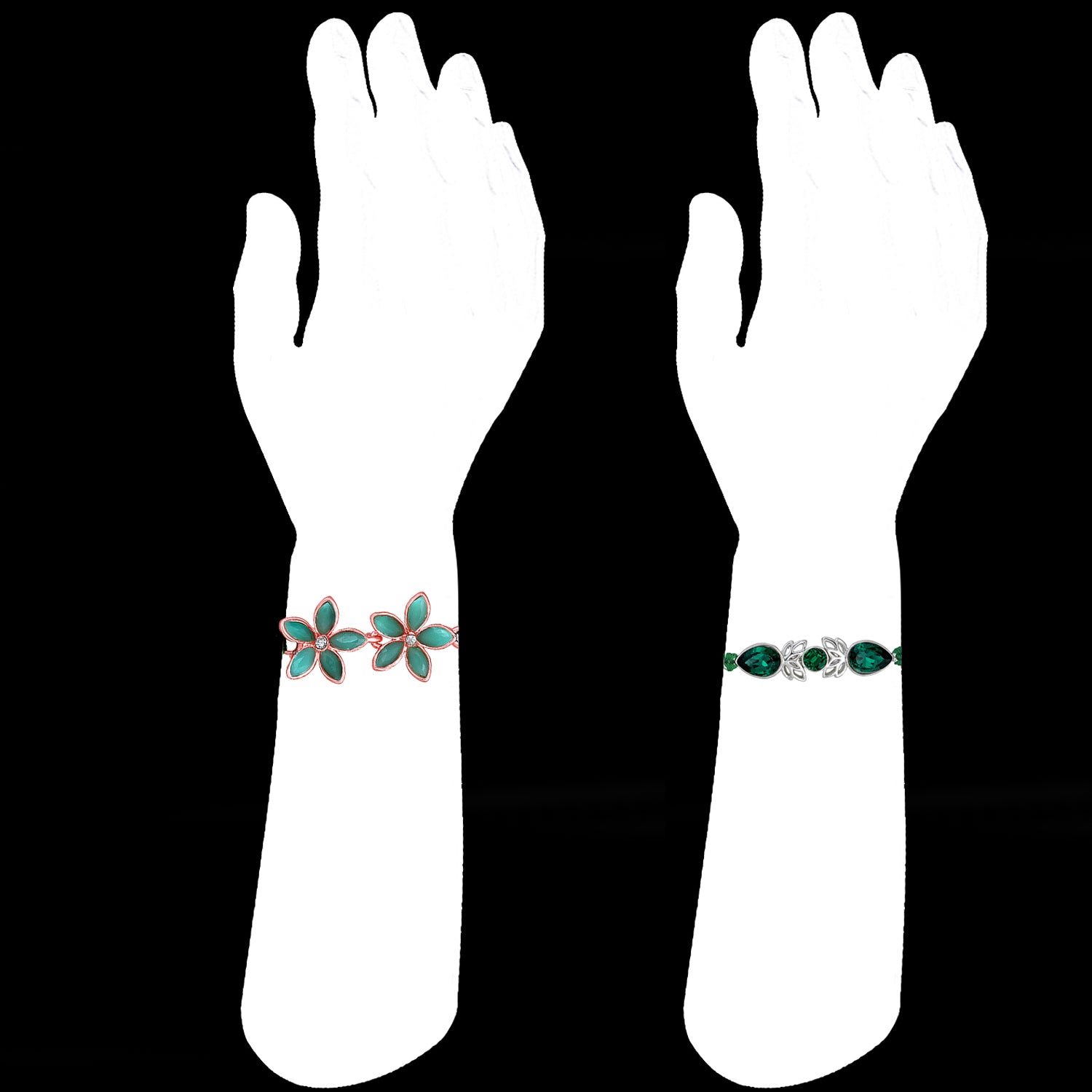 Mahi Combo of Two Beautiful Rakhis with Green and White Crystals for Brothers (RCO1105524M)