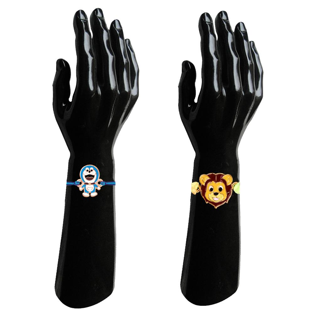 Mahi Kids Cartoon Rakhi Combo Set of 2 | Cute Character Rakhis for Boys with Superhero & Fun Faces (RCO1105826G)