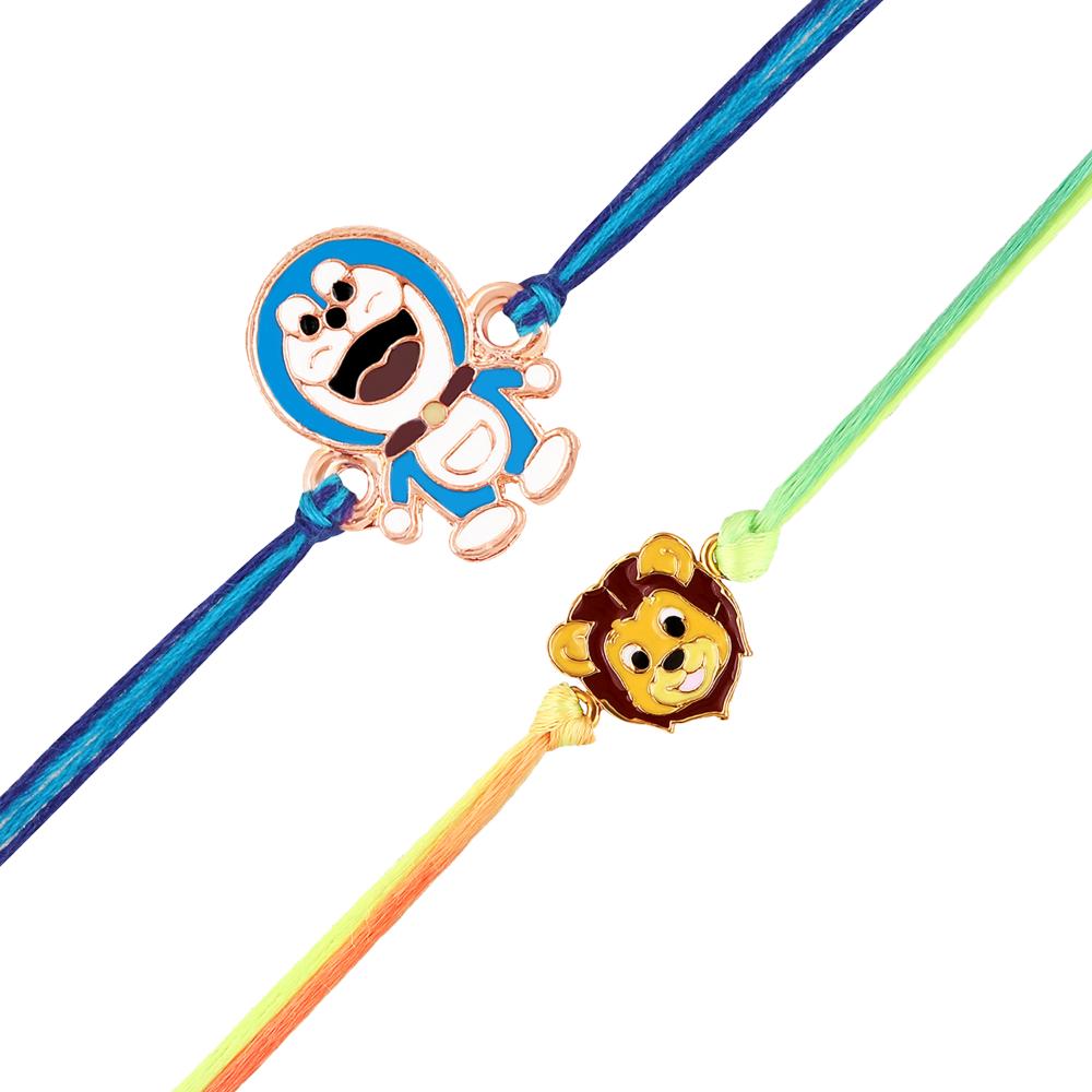Mahi Kids Cartoon Rakhi Combo Set of 2 | Cute Character Rakhis for Boys with Superhero & Fun Faces (RCO1105826G)