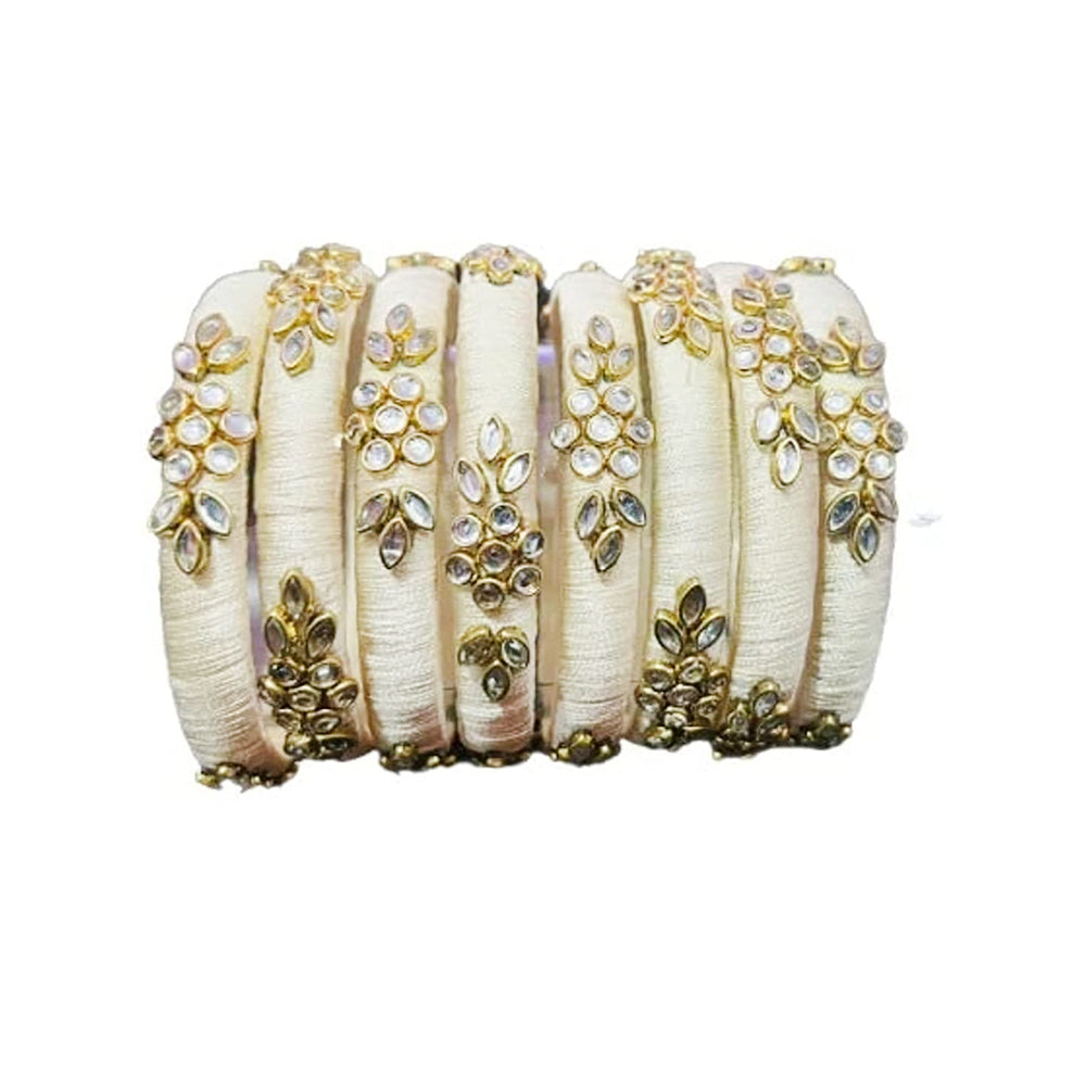 Darshana Jewels Kundan Work Silk Thread Bangle Kada For Women