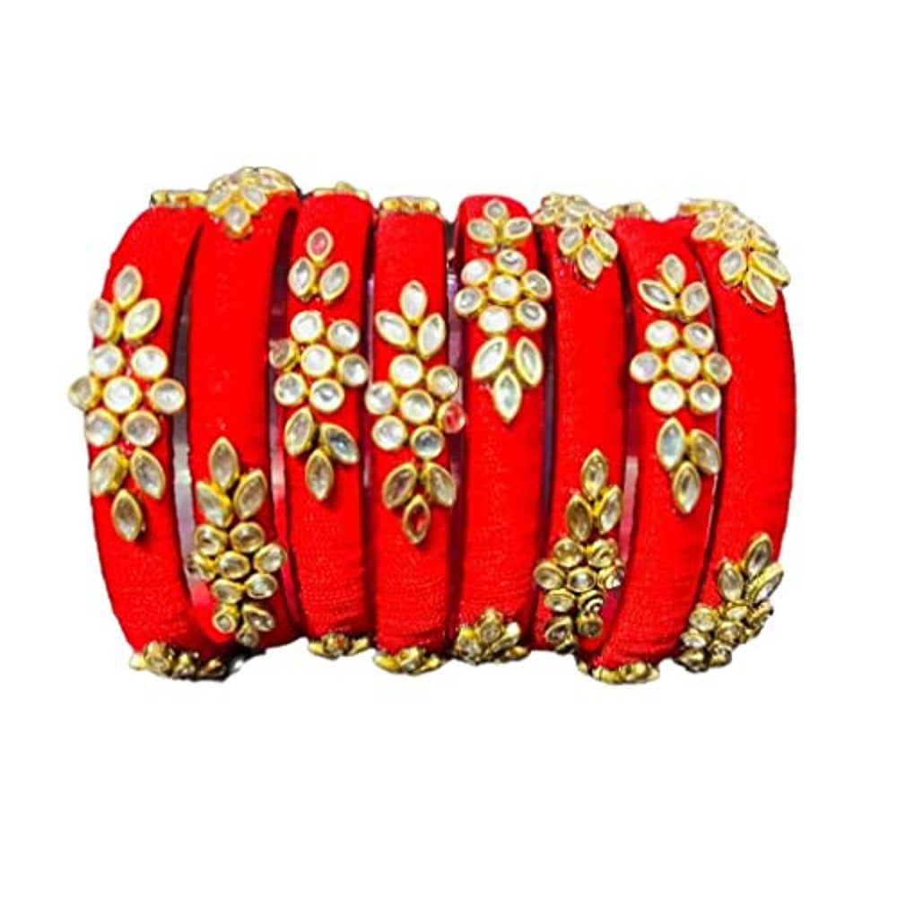 Thread bangles with kundan on sale work