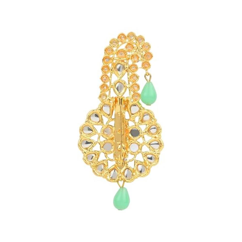 Etnico Gold Plated Kundan Safa Kalangi Brooch for Groom/Men/Dulha Pagadi (SM54Min)