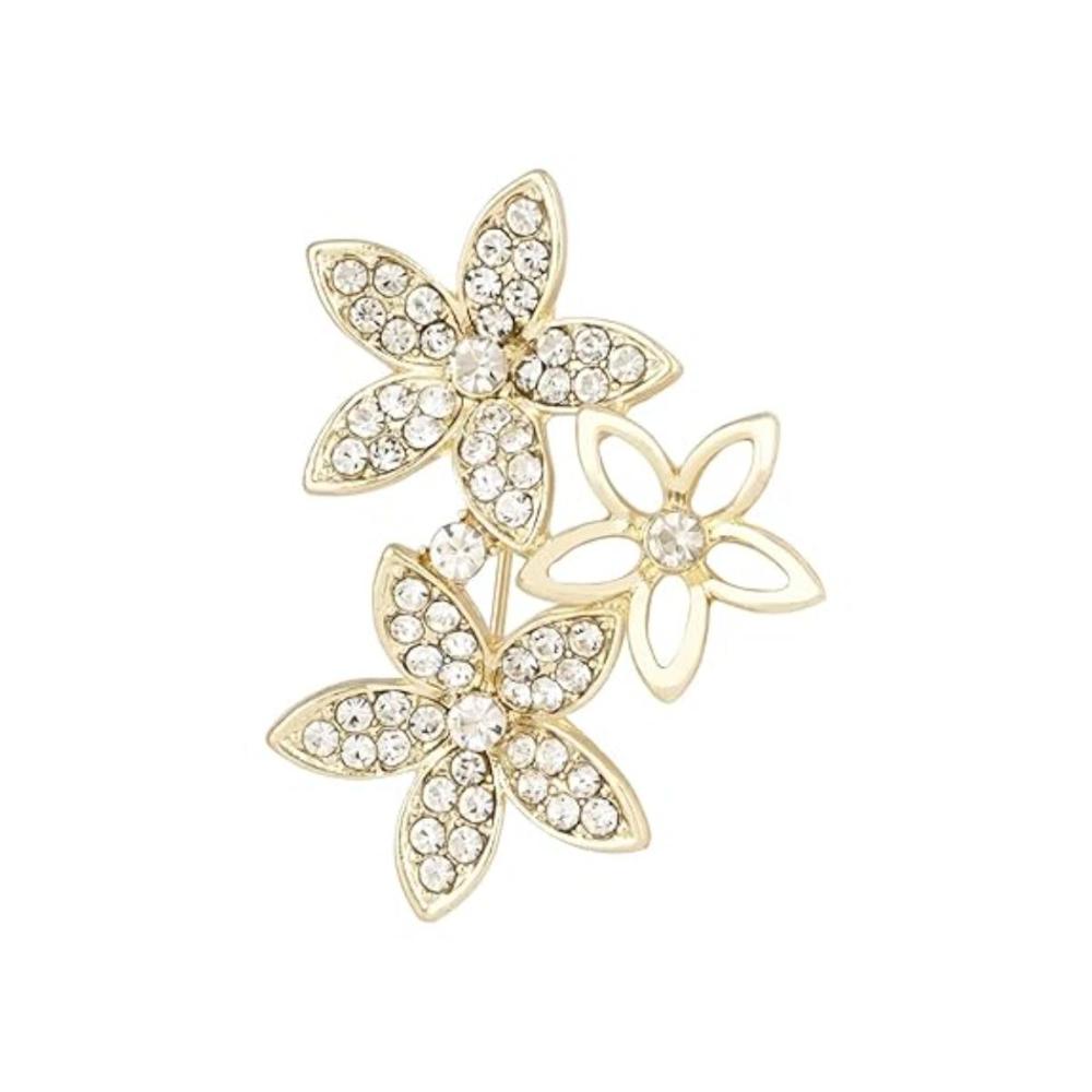 Etnico Gold Plated Floral Brooch Pins Coat Dress Gown Shawl Wedding Bridal Brooch Accessories for Women & Girls (SM64)