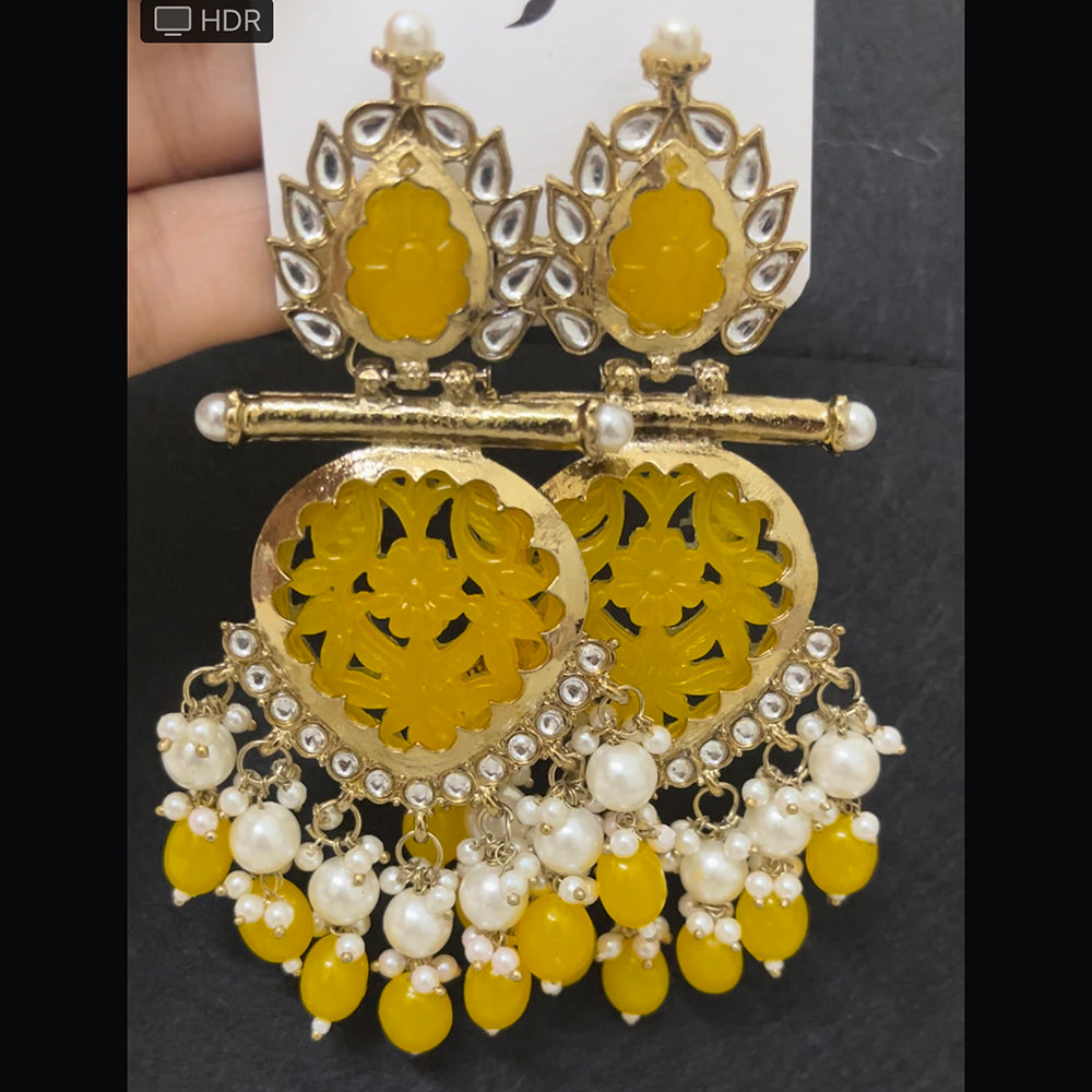 ShringarStreet Mehndi Polish Kundan Pearl And Beads Dangler