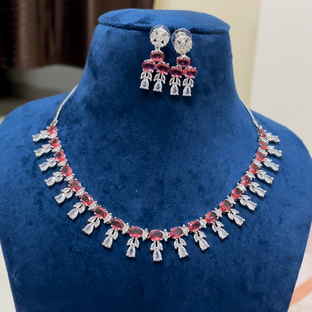 ShringarStreet Silver Plated AD Necklace Set