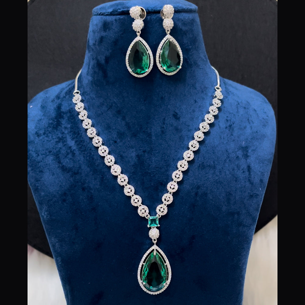 ShringarStreet Silver Plated AD Necklace Set