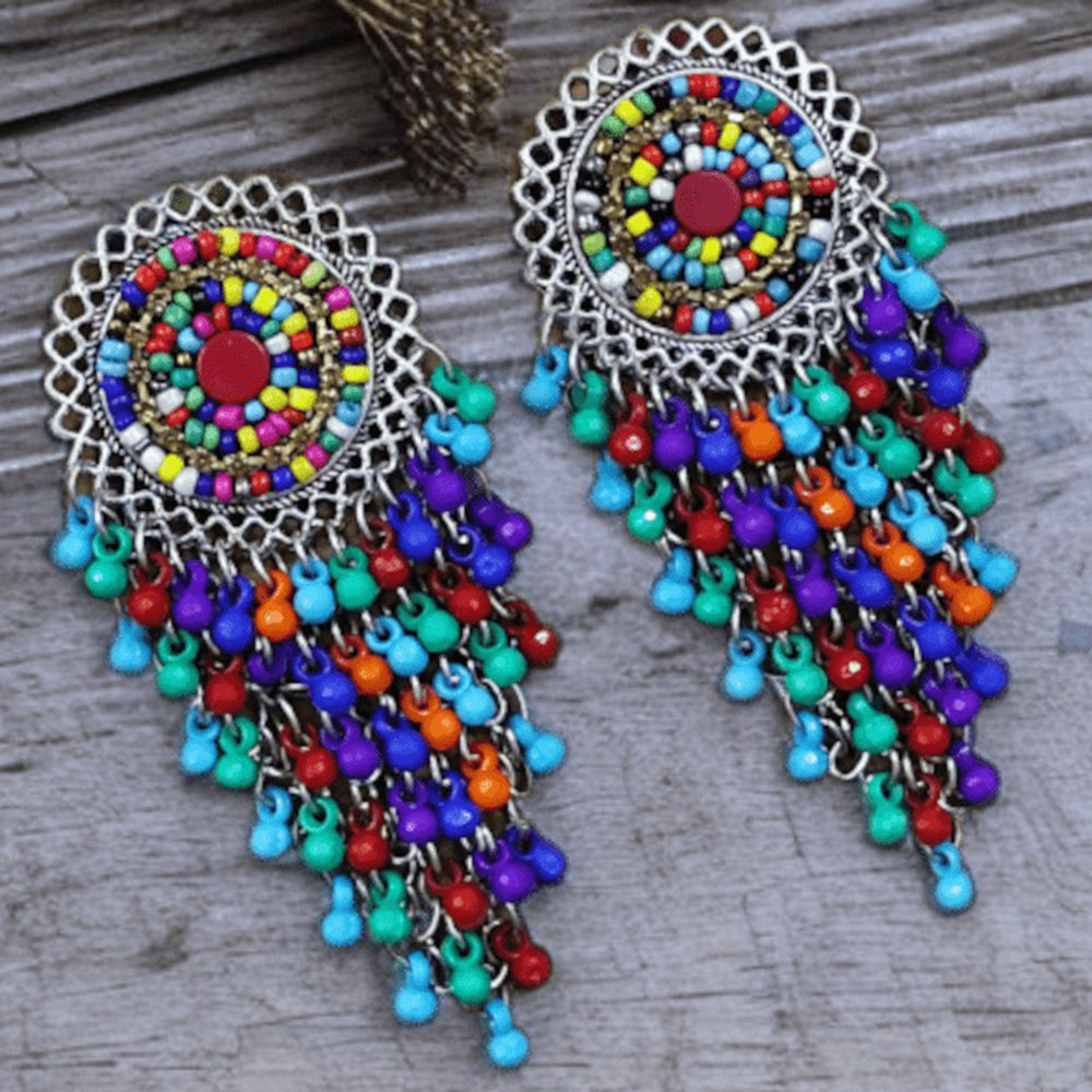 Bevy Pearls Elegant Oxidised Plated Ghungroo Dangler Earrings