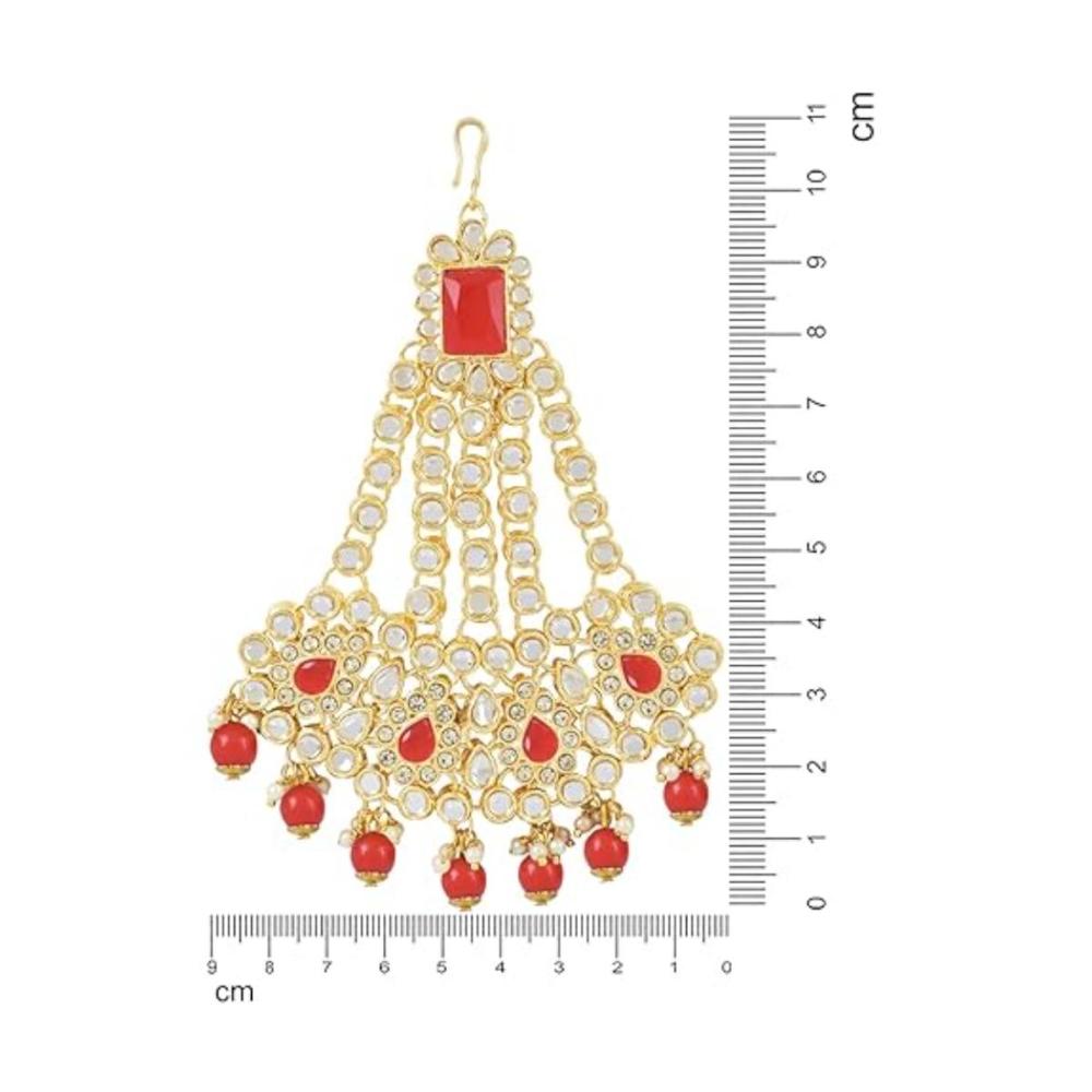 Etnico Gold Plated Pearl Drop Kundan Jhumar Passa/Jhoomar for Women (T2047R)