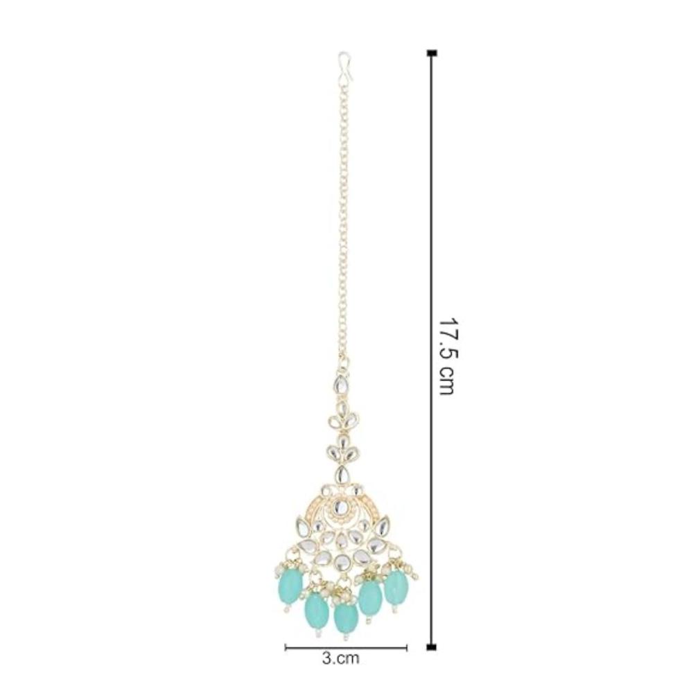 Etnico Gold Plated Traditional Kundan & Pearl Maang Tikka For Women (T3020Sb)