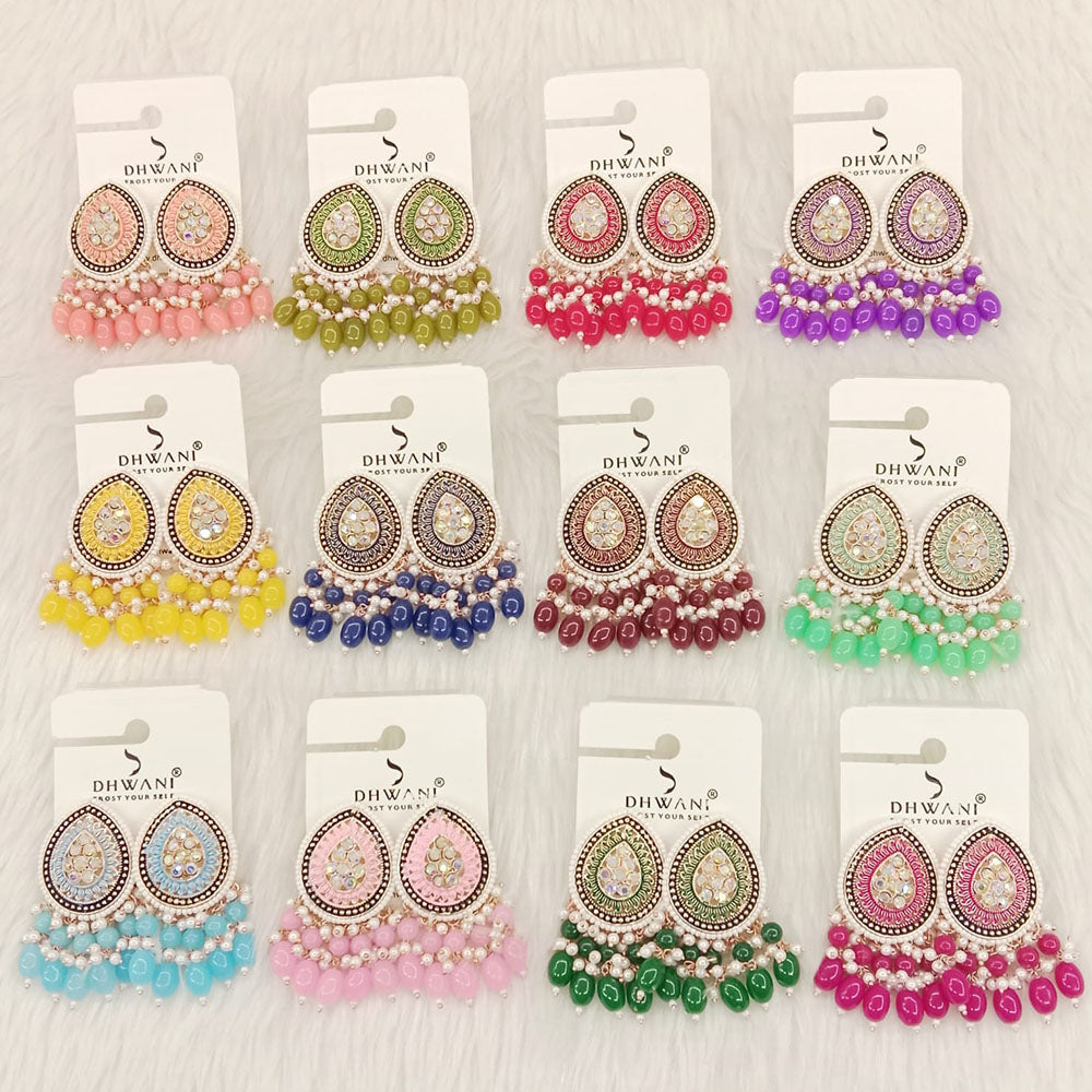 Dhwani Crystal Stone Beads And Meenakari Dangler Earrings