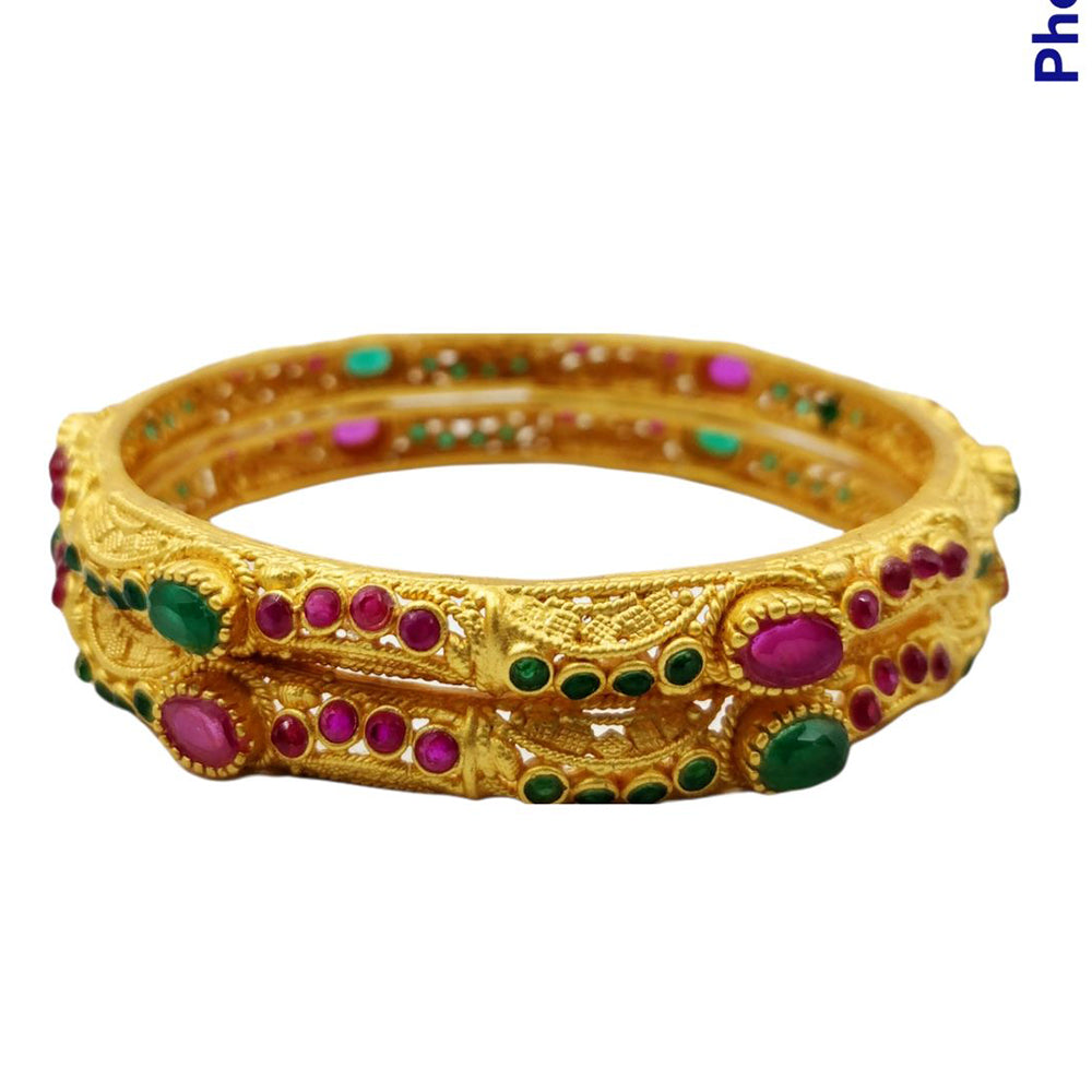 Choice Gold Plated Pota Stone Bangles Set