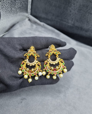 LAFZ Goddess Lakshmi Peacock with Pearl Earrings