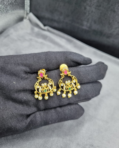 LAFZ Ornate Floral Temple Earrings