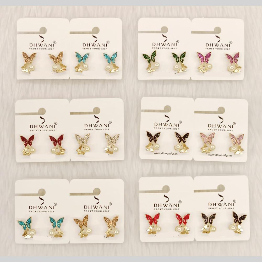Dhwani Minimal Austrian Stone Butterfly Shape Stud Earrings
