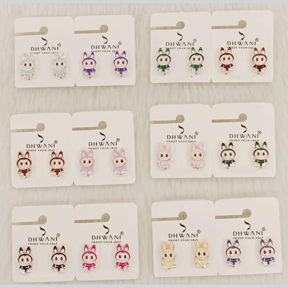 Dhwani Cartoon Style Colorful Labubu Meenakari Studs Earrings