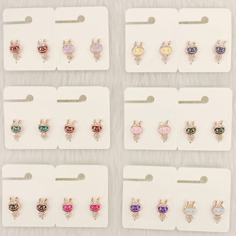 Dhwani Cartoon Style Colorful Labobo Meenakari Studs Earrings