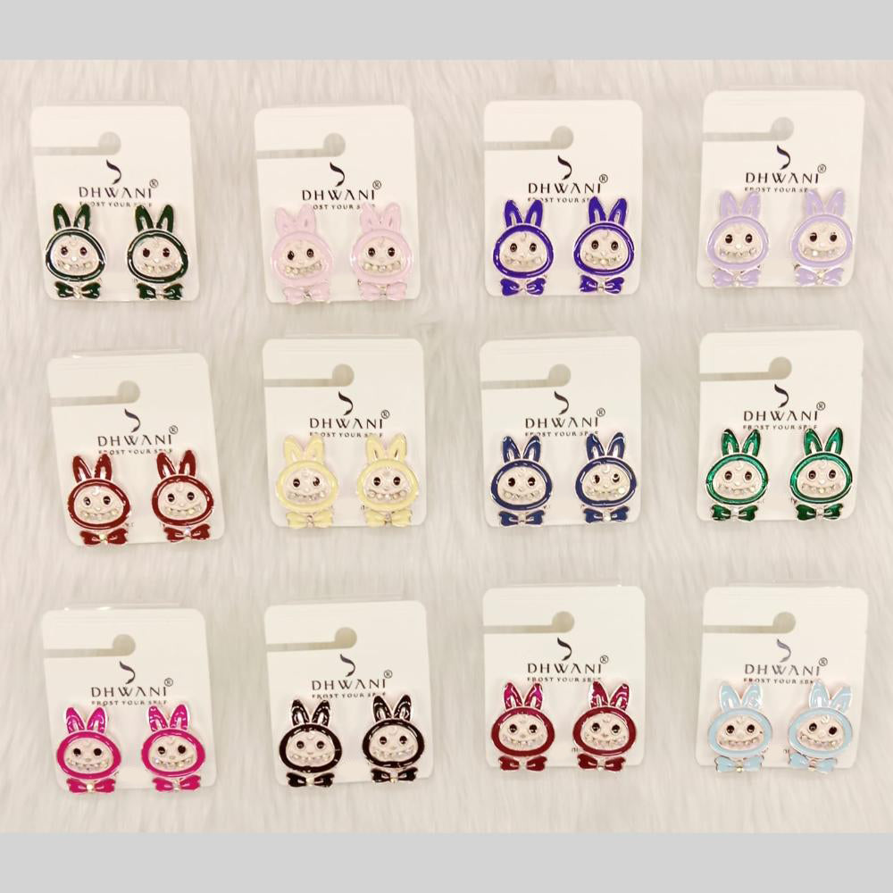 Dhwani Cartoon Style Colorful Labubu Meenakari Studs Earrings
