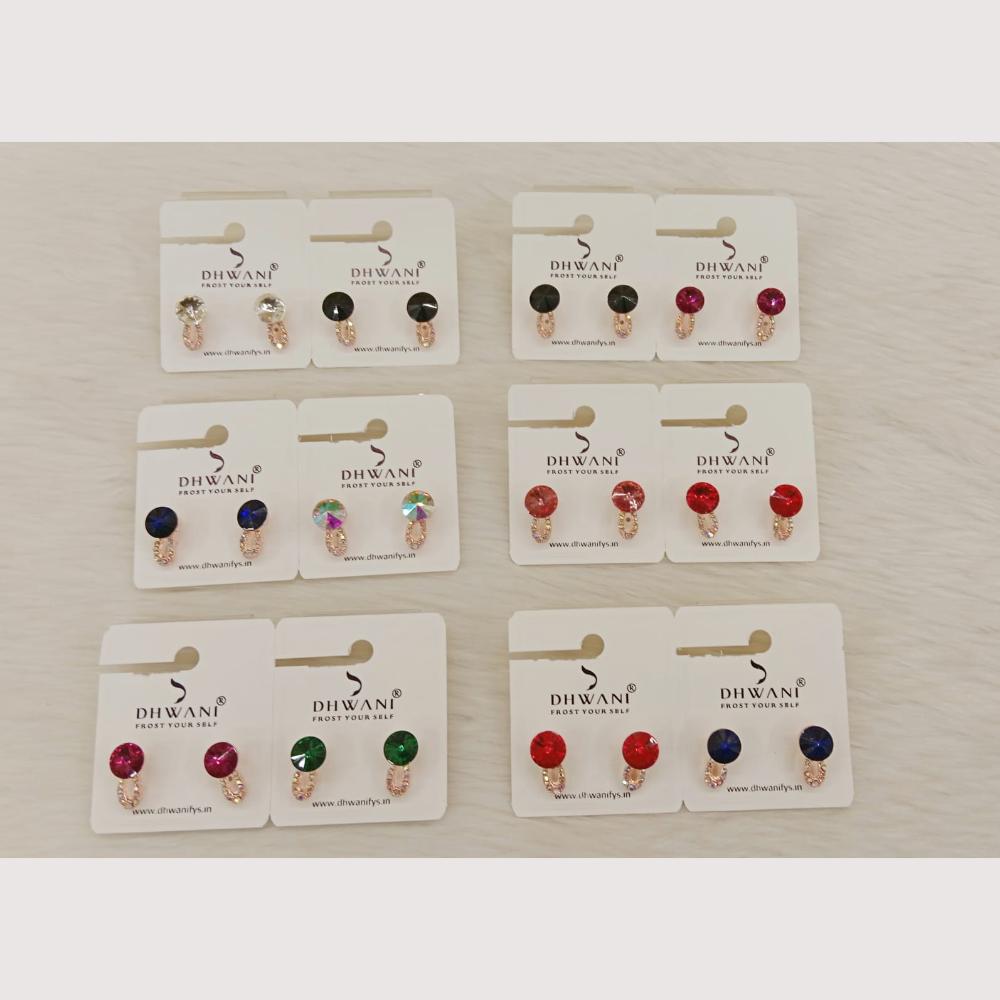 Dhwani Glamorous Crystal Stone And Minimalist Austrian Ear Stud Earrings