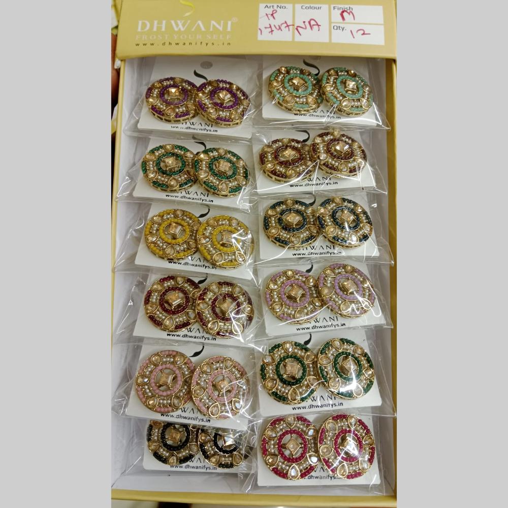 Dhwani Gold Plated Crystal Stone Studs Earrings (Assorted Color)