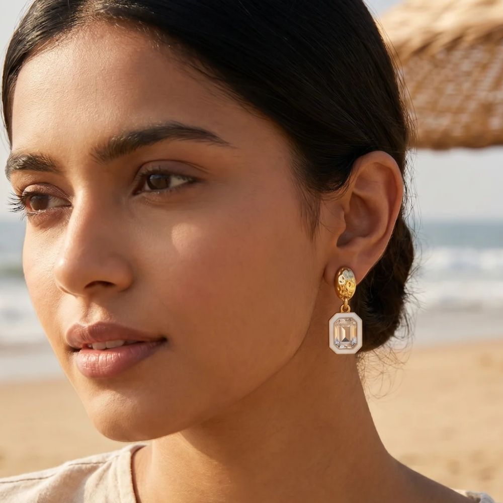 Etnico Fashion Gold Plated Anti Tarnish American Diamond Drop Earrings for Women and Girls Western Earrings Set Fashion Jewellery Gift (WE012W)