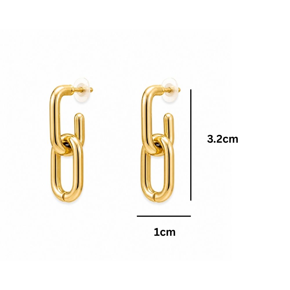 Etnico Fashion Gold Plated Anti Tarnish Link Chain Drop Earrings for Women & Girls Minimalist Statement Dangle Fashion Jewellery (WE015FL)