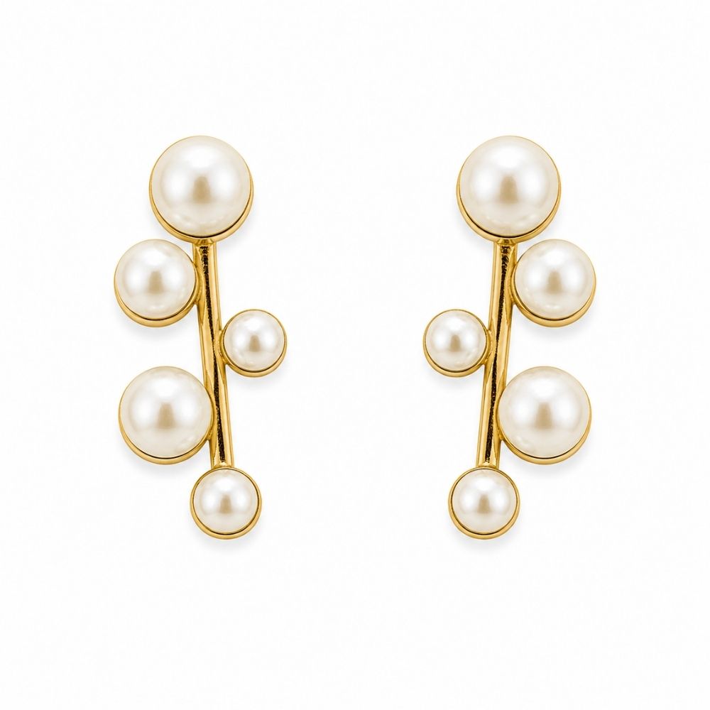 Etnico Fashion Gold Plated Anti Tarnish Pearl Drop Earrings for Women & Girls Fashion Jewellery (WE016W)