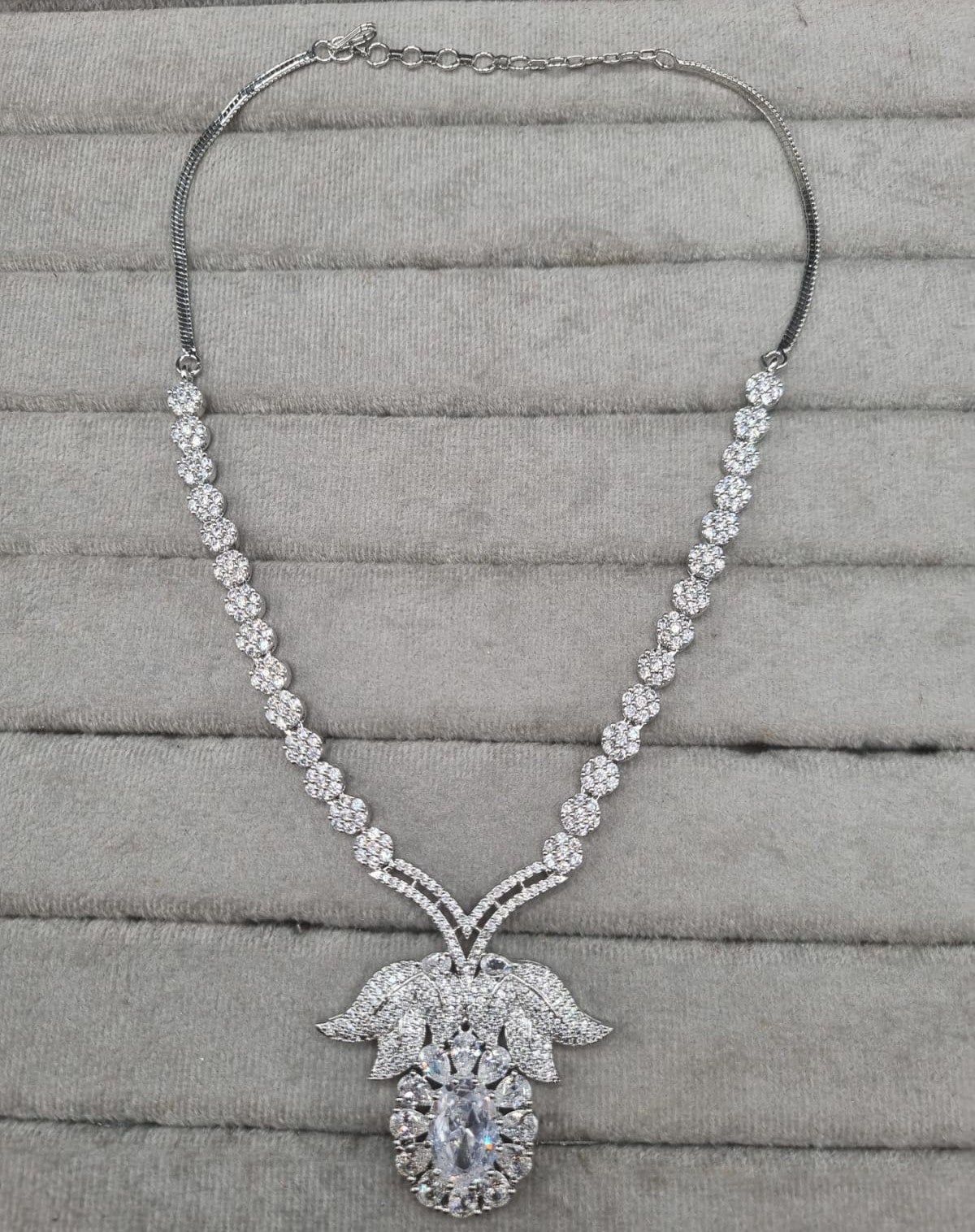 LAFZ Sparkling White Stone AD Jewellery Set