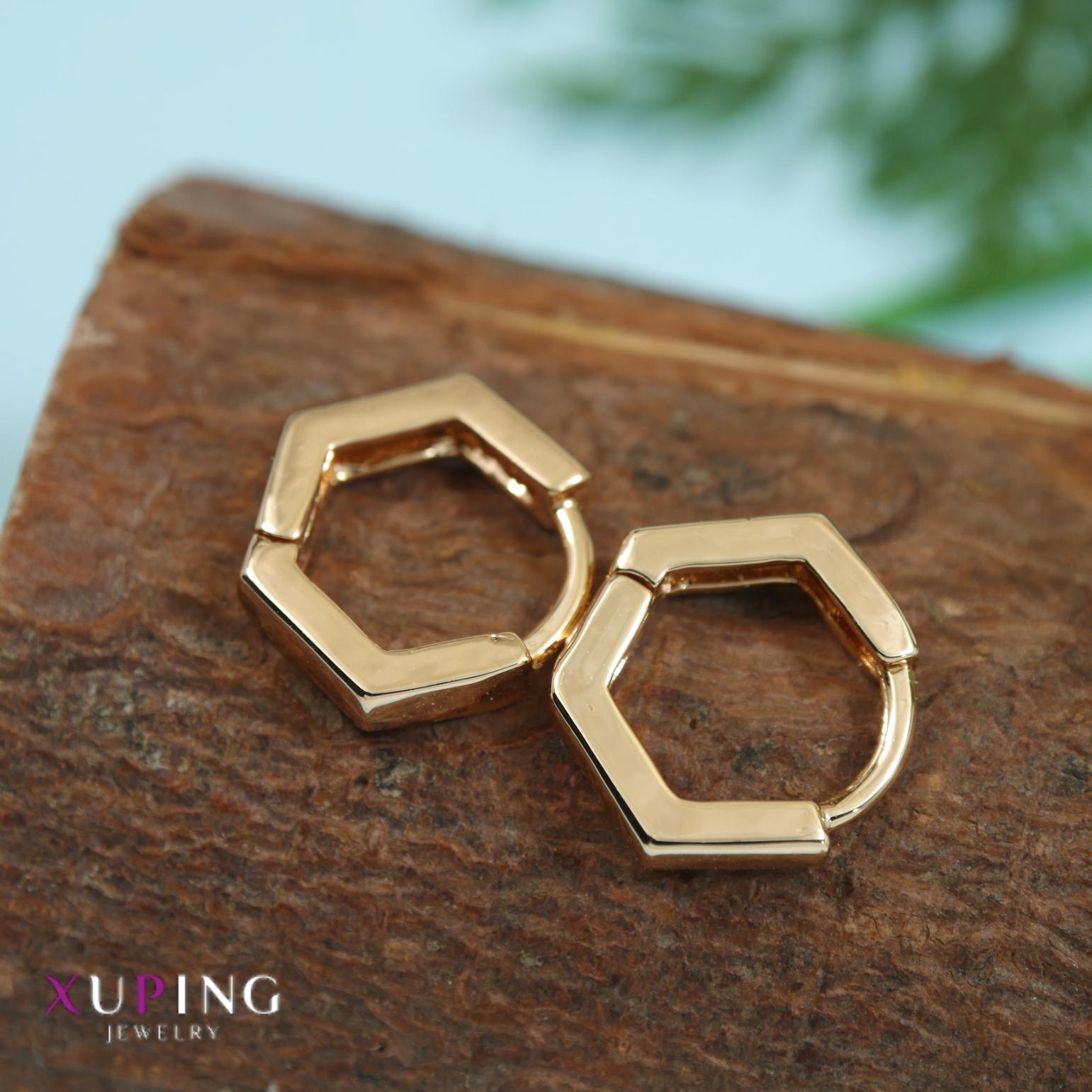 Tarohi Jewels Gold Plated Hexagon Shaped Xuping Hoops Earring