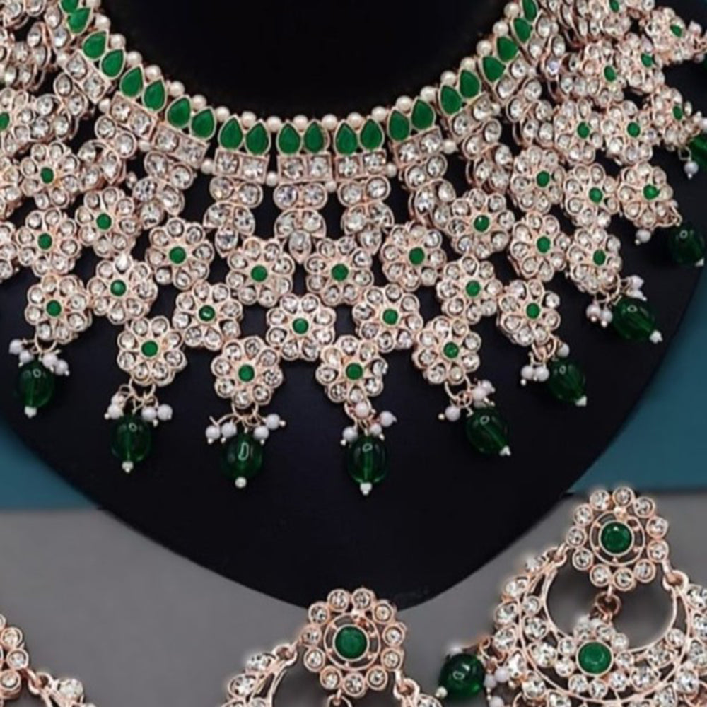 Gehana Mahal Gold Plated Austrian Stone And Pearl Choker Necklace Set