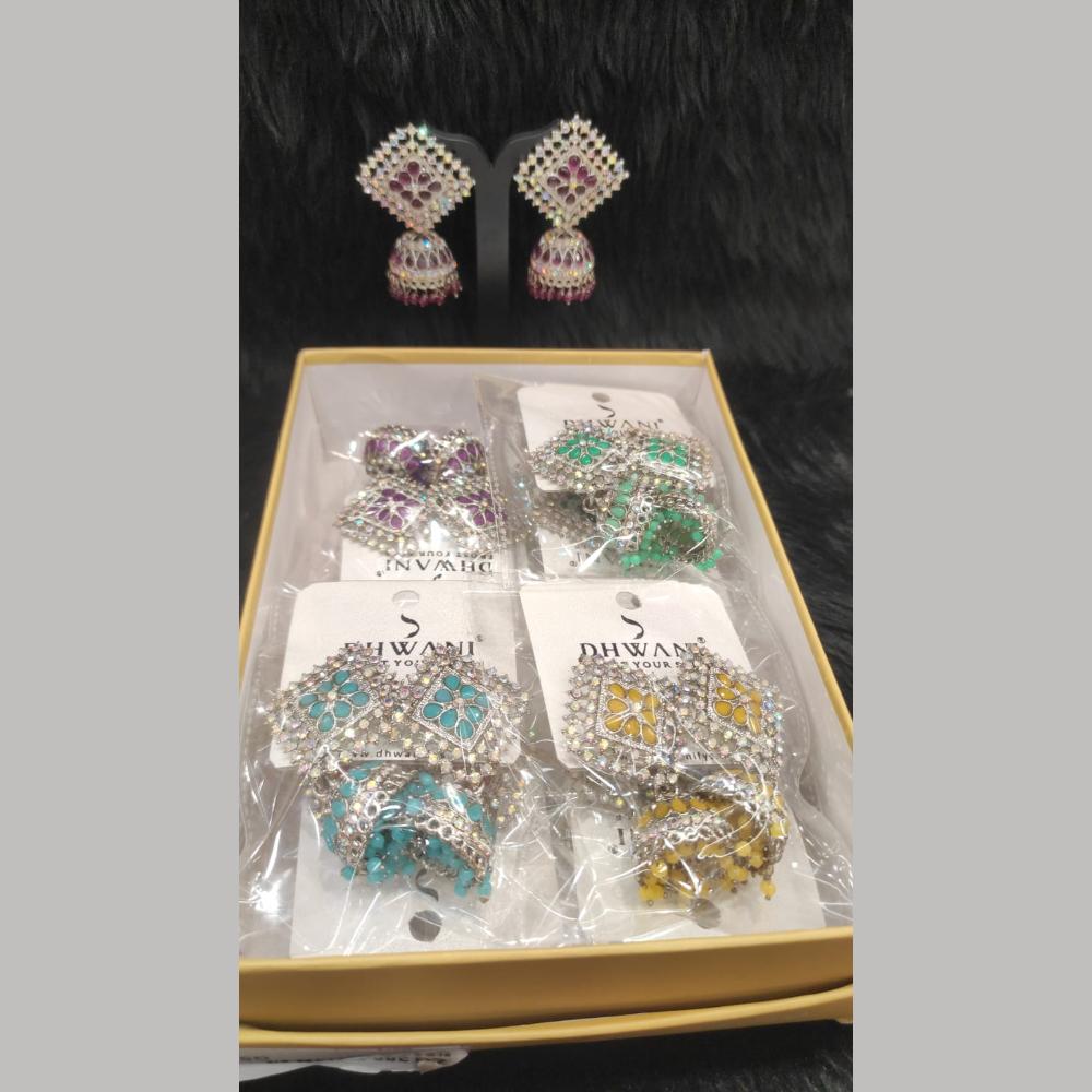 Dhwani Vintage Oxidised Pota Stone And Pearl Jhumki Earrings