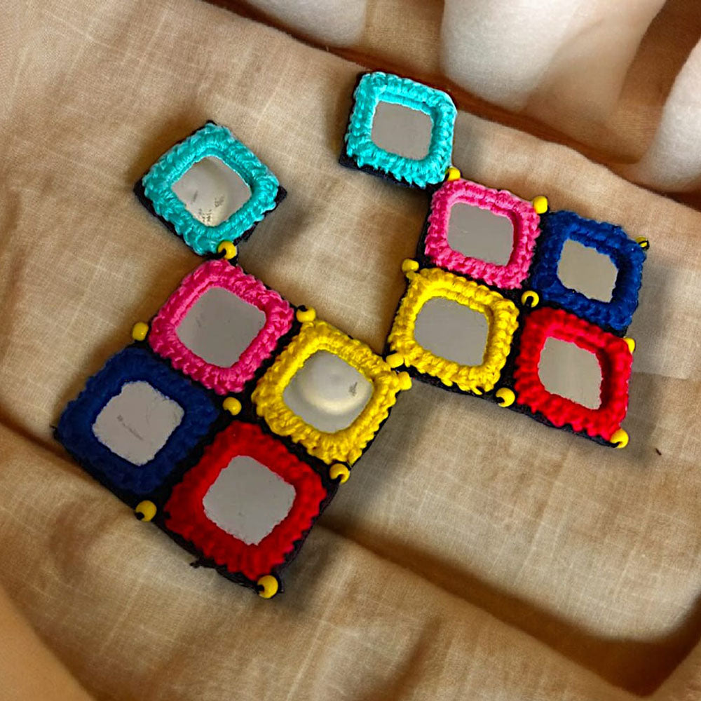 Handmade For Her Gold Plated Handmade Mirror Earrings For Women